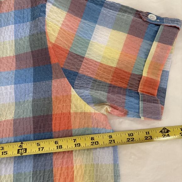 Bon worth women’s small petite short sleeve Plaidcamp shirt Button Down - Picture 5 of 10